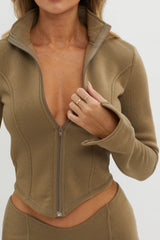 Connor Split Cuff Zipper Jacket Olive