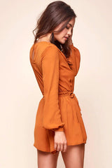 Bailey Vintage V Neck Romper Orange