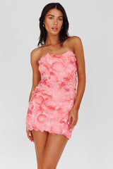 Charmer Floral Embellished Mini Dress Pink